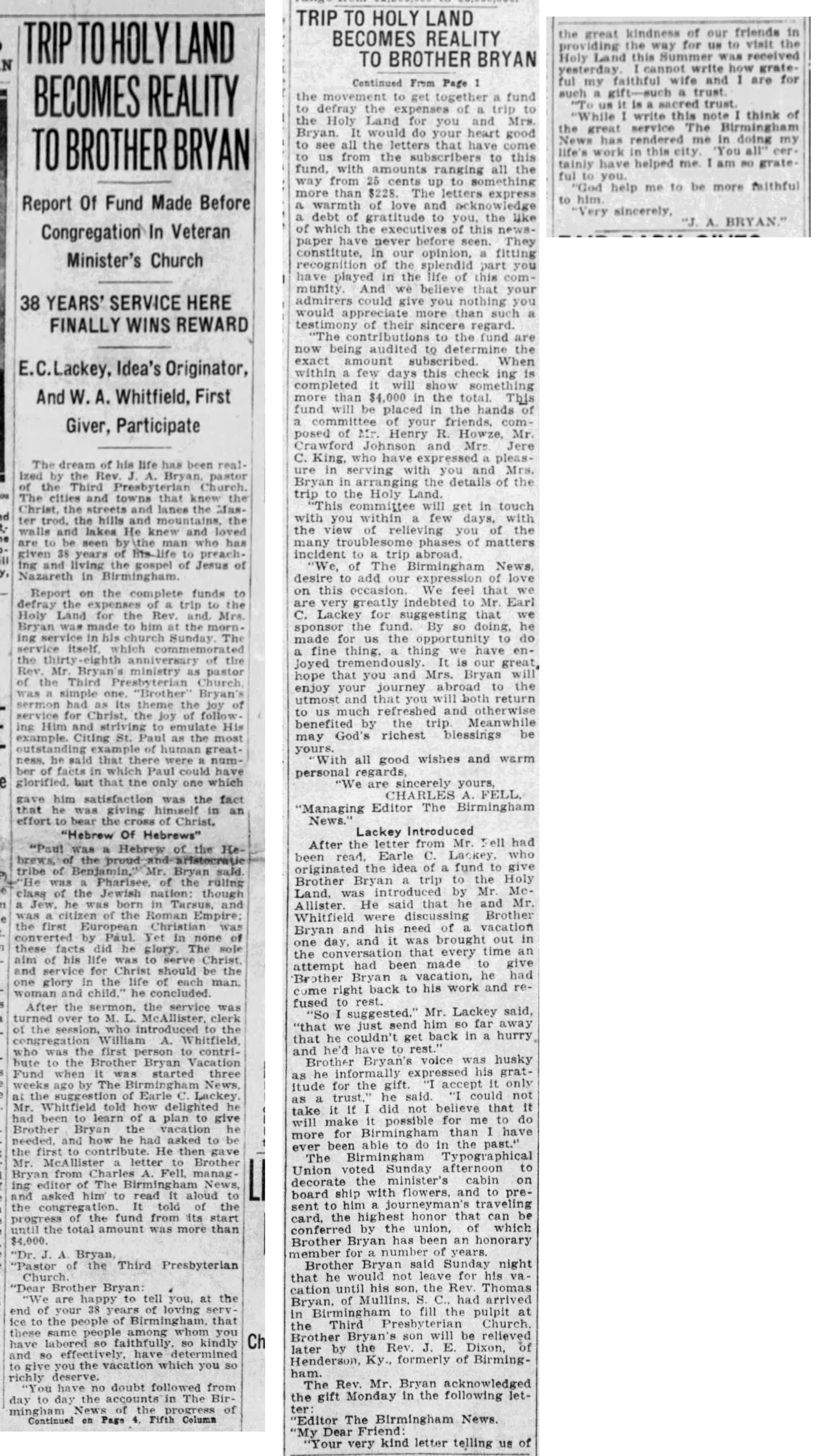 Trip To Holy Land Becomes Reality To Brother Bryan